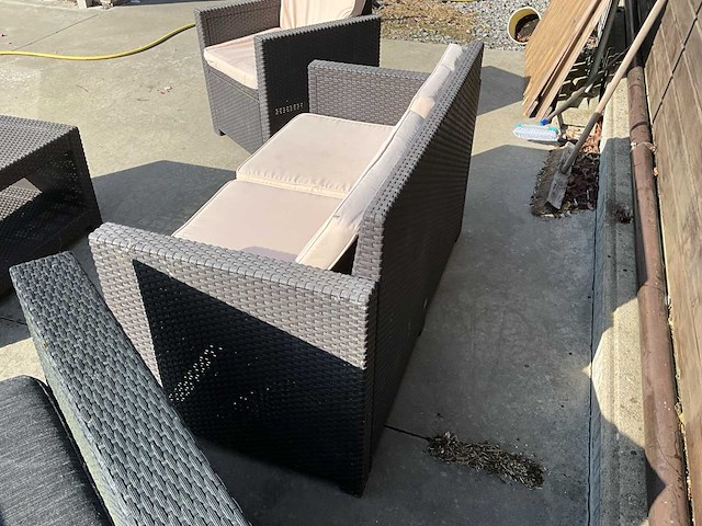 Luxe 5-delige wicker loungeset voor tuin/terras – inclusief kussens & salontafel - afbeelding 7 van  15