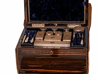 Luxe antieke edelhouten toiletkist / necessaire... - afbeelding 2 van  6