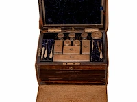 Luxe antieke edelhouten toiletkist / necessaire... - afbeelding 3 van  6