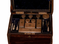 Luxe antieke edelhouten toiletkist / necessaire... - afbeelding 4 van  6