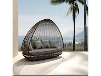Luxe buitenbed in kleur 200*170*180cm - tint lichtgrijs & bruine rotan (bk18508/09)