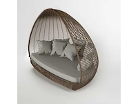 Luxe buitenbed in kleur 200*170*180cm - tint lichtgrijs & bruine rotan (bk18508/09) - afbeelding 3 van  4