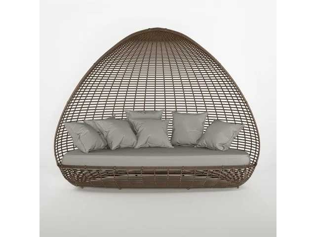 Luxe buitenbed in kleur 200*170*180cm - tint lichtgrijs & bruine rotan (bk18508/09) - afbeelding 2 van  4