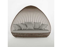 Luxe buitenbed in kleur 200*170*180cm - tint lichtgrijs & bruine rotan (bk18508/09) - afbeelding 2 van  4