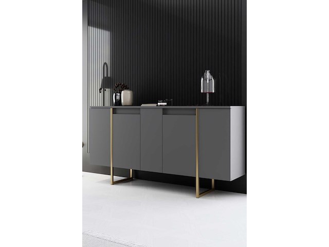 Luxe co console | 100% melamine | antraciet, goud - afbeelding 1 van  7