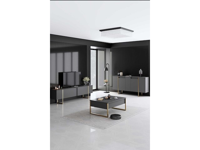Luxe co console | 100% melamine | antraciet, goud - afbeelding 2 van  7