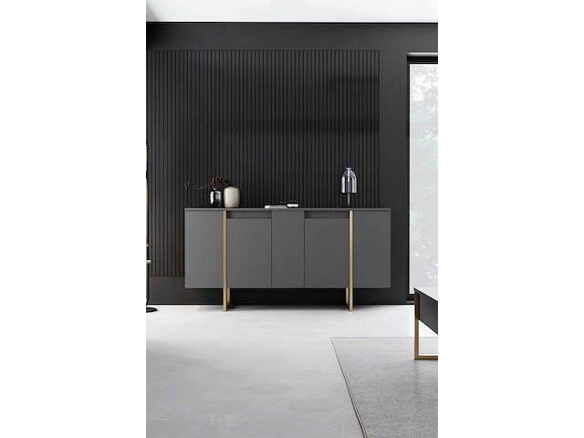 Luxe co console | 100% melamine | antraciet, goud - afbeelding 3 van  7