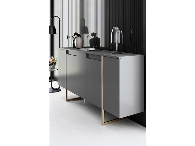 Luxe co console | 100% melamine | antraciet, goud - afbeelding 4 van  7
