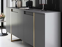 Luxe co console | 100% melamine | antraciet, goud - afbeelding 4 van  7