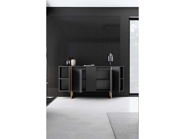 Luxe co console | 100% melamine | antraciet, goud - afbeelding 5 van  7