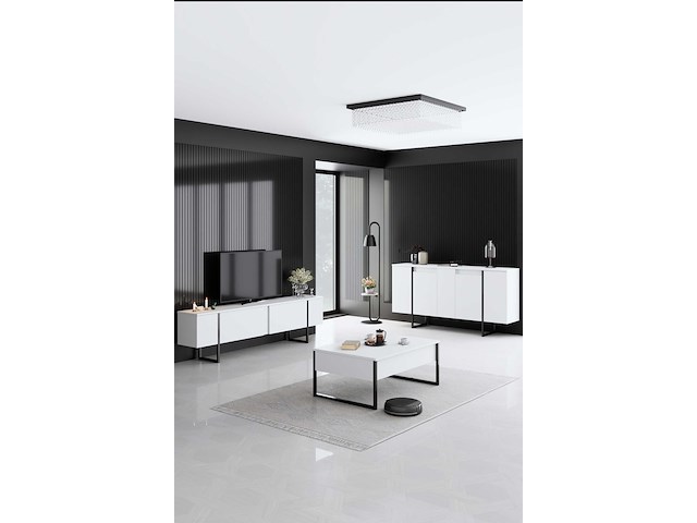 Luxe co console | 100% melamine | wit, zwart - afbeelding 2 van  7