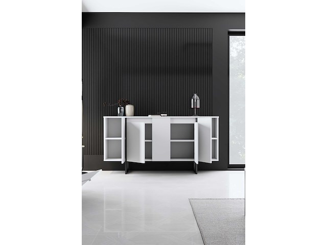 Luxe co console | 100% melamine | wit, zwart - afbeelding 5 van  7