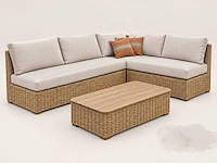 Luxe hoekloungeset van wicker met kussens en tafel - afbeelding 1 van  1