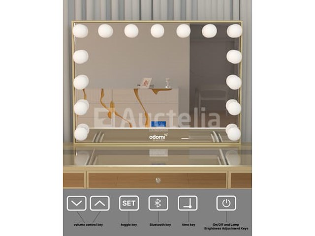 Luxe kaptafel met verlichting - 1500x600x810mm - goudkleurig - incl. krukje - afbeelding 4 van  12