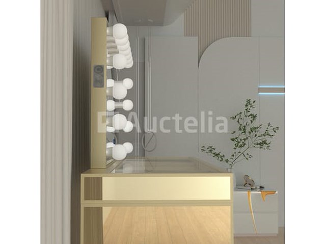 Luxe kaptafel met verlichting - 1500x600x810mm - goudkleurig - incl. krukje - afbeelding 6 van  12