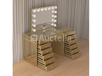 Luxe kaptafel met verlichting - 1500x600x810mm - goudkleurig - incl. krukje - afbeelding 9 van  12