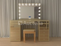 Luxe kaptafel met verlichting - 1500x600x810mm - goudkleurig - incl. krukje - afbeelding 11 van  12