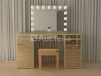 Luxe kaptafel met verlichting - 1500x600x810mm - goudkleurig - incl. krukje - afbeelding 7 van  12