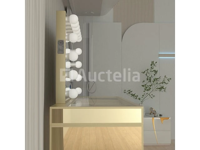 Luxe kaptafel met verlichting - 1500x600x810mm - goudkleurig - incl. krukje - afbeelding 10 van  12