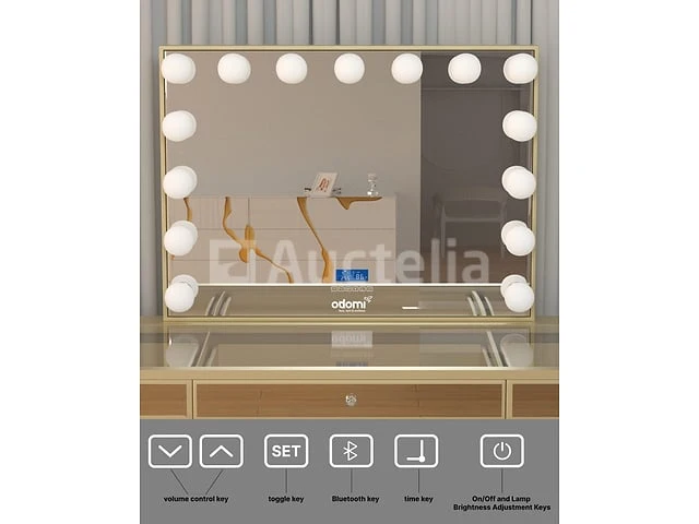 Luxe kaptafel met verlichting - 1500x600x810mm - goudkleurig - incl. krukje - afbeelding 12 van  12
