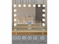 Luxe kaptafel met verlichting - 1500x600x810mm - goudkleurig - incl. krukje - afbeelding 12 van  12