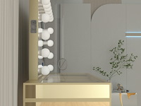 Luxe kaptafel met verlichting - 1500x600x810mm - goudkleurig - incl. krukje - afbeelding 5 van  12