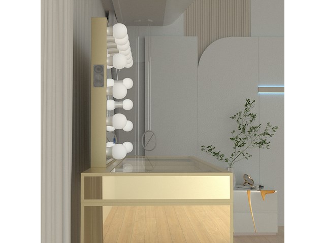 Luxe kaptafel met verlichting - 1500x600x810mm - goudkleurig - incl. krukje - afbeelding 5 van  12