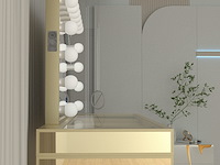 Luxe kaptafel met verlichting - 1500x600x810mm - goudkleurig - incl. krukje - afbeelding 5 van  12