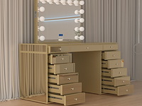 Luxe kaptafel met verlichting - 1500x600x810mm - goudkleurig - incl. krukje - afbeelding 7 van  12