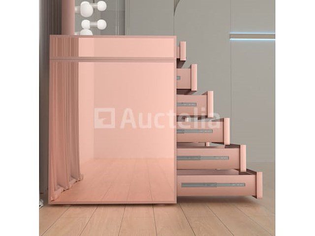Luxe kaptafel met verlichting - 1500x600x810mm - hoogglans roze - incl. krukje - afbeelding 7 van  12
