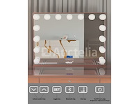 Luxe kaptafel met verlichting - 1500x600x810mm - hoogglans roze - incl. krukje - afbeelding 9 van  12