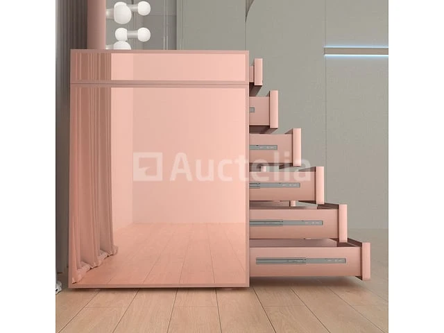 Luxe kaptafel met verlichting - 1500x600x810mm - hoogglans roze - incl. krukje - afbeelding 5 van  12