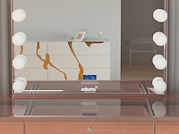 Luxe kaptafel met verlichting - 1500x600x810mm - hoogglans roze - incl. krukje - afbeelding 4 van  12