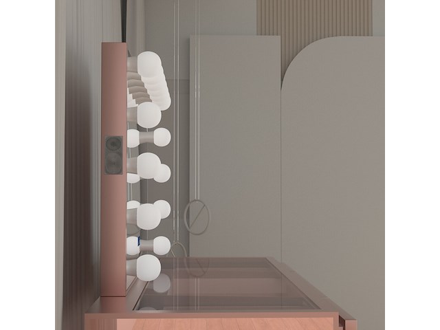 Luxe kaptafel met verlichting - 1500x600x810mm - hoogglans roze - incl. krukje - afbeelding 8 van  12