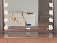 Luxe kaptafel met verlichting - 1500x600x810mm - hoogglans roze - incl. krukje - afbeelding 4 van  12