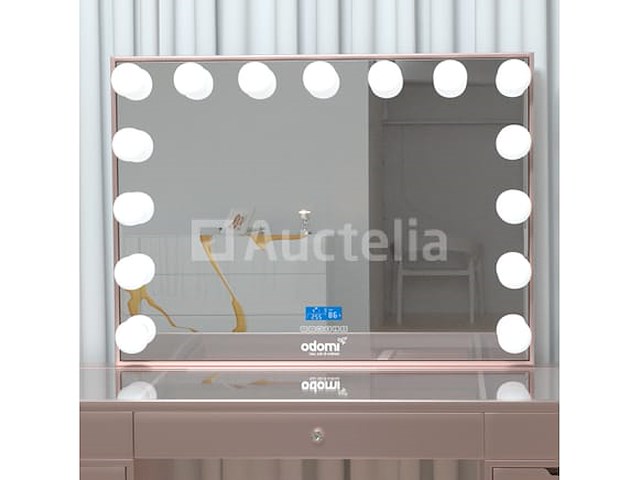 Luxe kaptafel met verlichting - 1500x600x810mm - roze - incl. poef - afbeelding 1 van  11