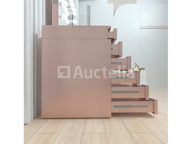 Luxe kaptafel met verlichting - 1500x600x810mm - roze - incl. poef - afbeelding 11 van  11