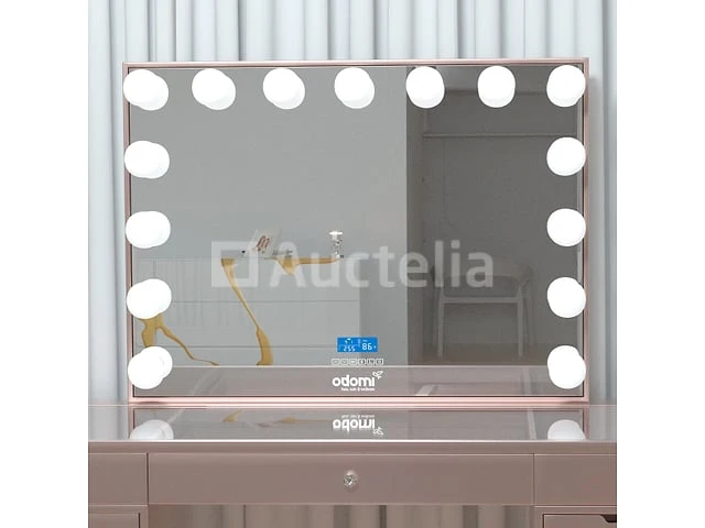 Luxe kaptafel met verlichting - 1500x600x810mm - roze - incl. poef - afbeelding 9 van  11