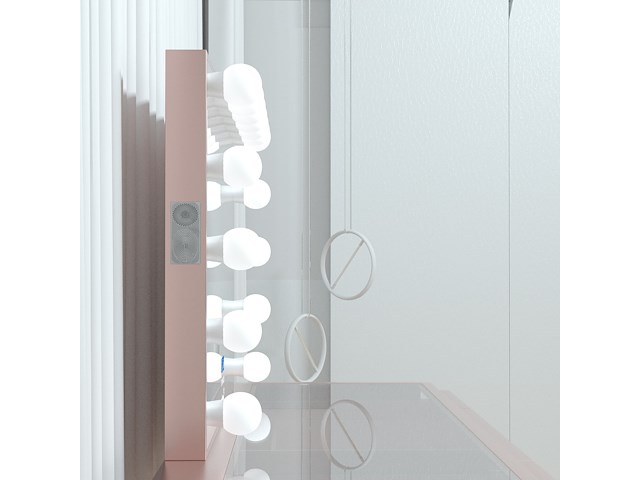 Luxe kaptafel met verlichting - 1500x600x810mm - roze - incl. poef - afbeelding 2 van  11