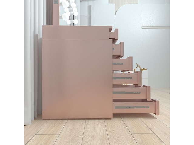 Luxe kaptafel met verlichting - 1500x600x810mm - roze - incl. poef - afbeelding 4 van  11