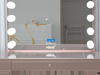 Luxe kaptafel met verlichting - 1500x600x810mm - roze - incl. poef - afbeelding 11 van  11