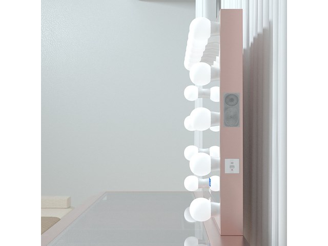 Luxe kaptafel met verlichting - 1500x600x810mm - roze - incl. poef - afbeelding 2 van  11