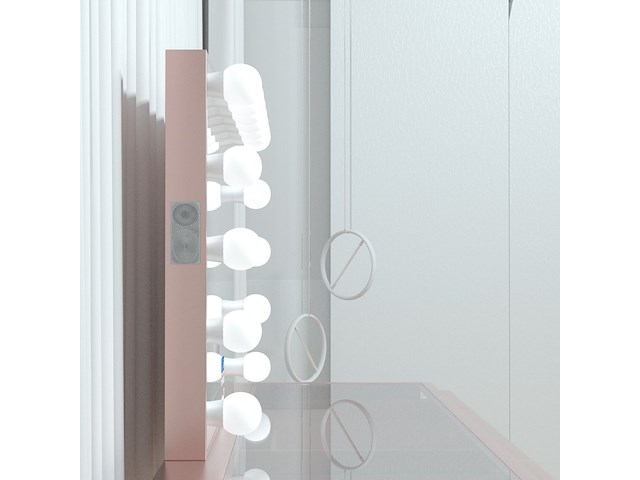 Luxe kaptafel met verlichting - 1500x600x810mm - roze - incl. poef - afbeelding 3 van  11