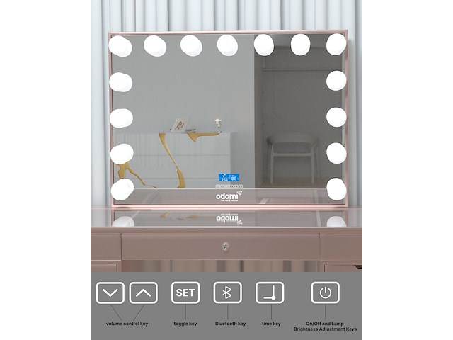 Luxe kaptafel met verlichting - 1500x600x810mm - roze - incl. poef - afbeelding 11 van  11