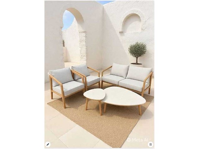 Luxe loungeset aluminium met weersbestendige kussens 140x70x77cm - afbeelding 1 van  1