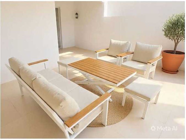 Luxe loungeset aluminium met weersbestendige kussens 195x70x80cm - afbeelding 1 van  1