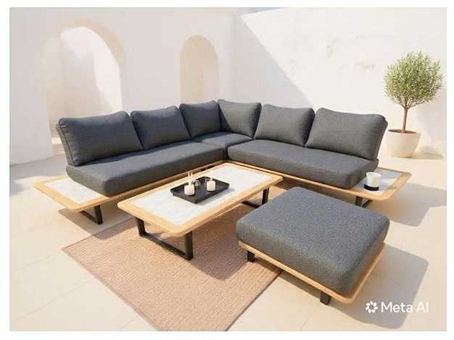 Luxe loungeset aluminium met weersbestendige kussens 240x260x85cm - afbeelding 1 van  1