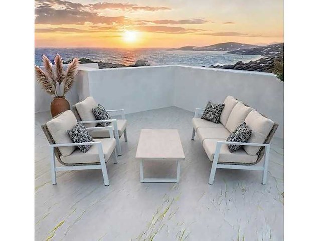Luxe loungeset aluminium met weersbestendige kussens 5 persoons - afbeelding 1 van  1