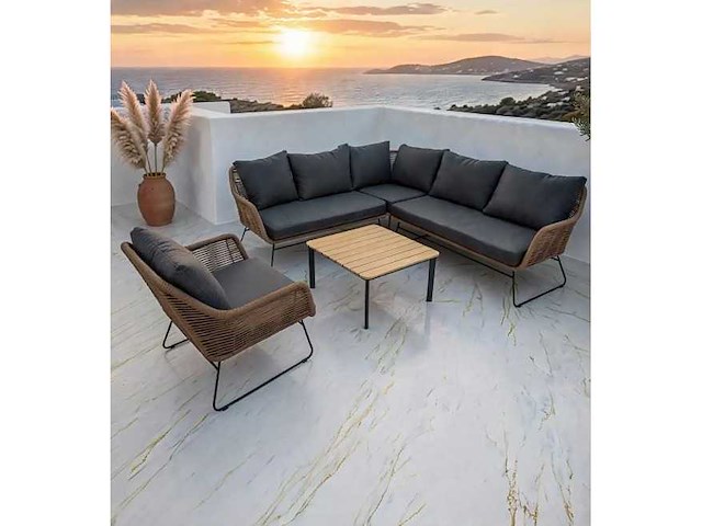 Luxe loungeset aluminium met weersbestendige kussens 6 persoons - afbeelding 1 van  1