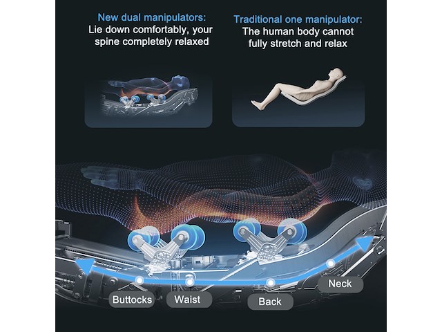 Luxe massagestoel zero gravity - dual-manipulators - zwart/blauw - afbeelding 15 van  15